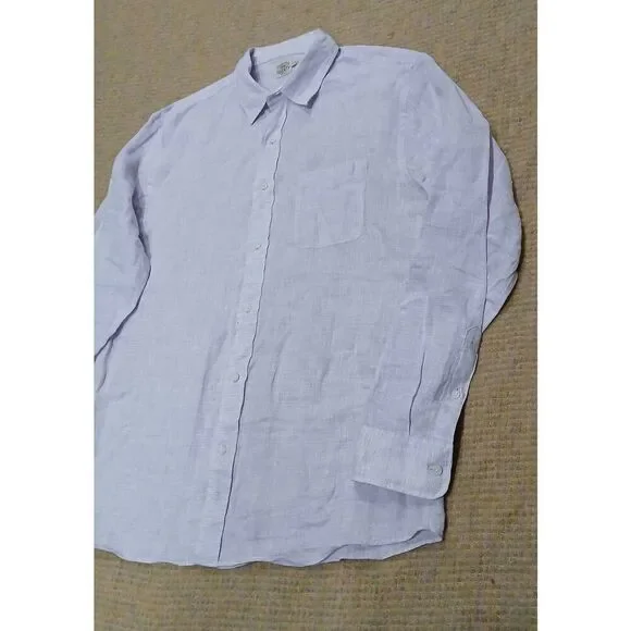 Faherty brand 100% linen mens xl shirt longsleeve lavender purple - Picture 2 of 7